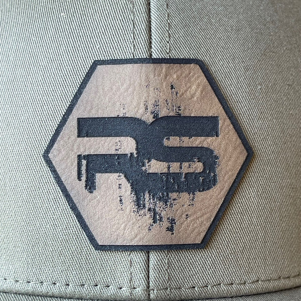 RS Grunge Logo (Laser Engraved Hexagon Patch) - Hat (Loden, Trucker, Mesh)