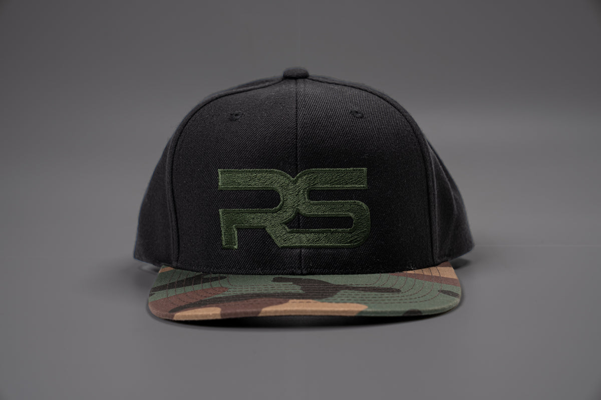 RS Logo (Emerald, Embroidered) - Hat (Black/Camo Bill, Flat Bill, Soli