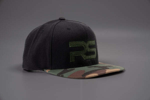 RS Logo (Emerald, Embroidered) - Hat (Black/Camo Bill, Flat Bill, Solid)